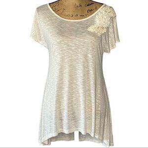 FOREVER21 White Tunic Tee Blouse Hi-Lo